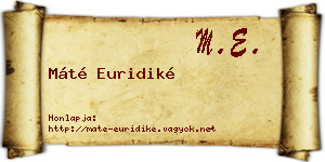 Máté Euridiké névjegykártya
